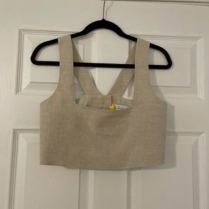 L’Academie The Rochelle Linen Crop Top | Size XS